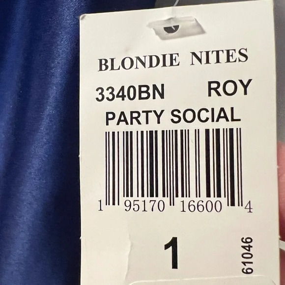 Blondie Nites Juniors V-Neck Satin Ball Gown COLOR Royal  SIZE 1 Formal Prom - Picture 5 of 5